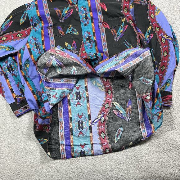 Plainsman Shirt Mens XL Western Aztec Long Sleeve Button Cowboy Rodeo - Picture 10 of 15